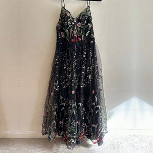 Floral embroidered prom dress